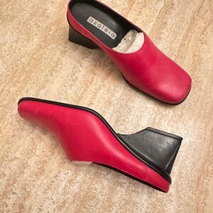 AZALEIA Womens Red Leather Slide On Casual
